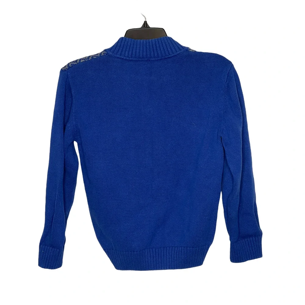 Gymboree Boys 1/4 Zip Pullover‎ Sweater Size Medium (7-8) Blue With Gray Zig Zag